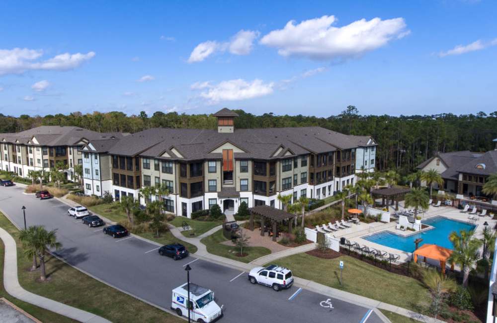 Aerial view of Whitepalm Luxury Apartment Homes in Port Orange, Florida