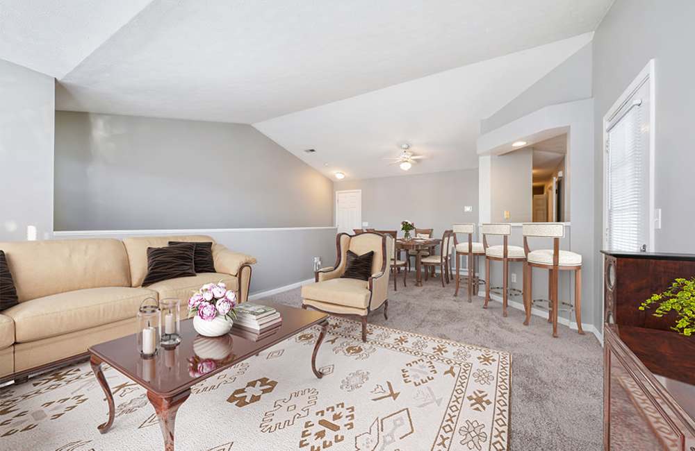 Living room at Lake Pointe Apartment Homes in Portage, Indiana