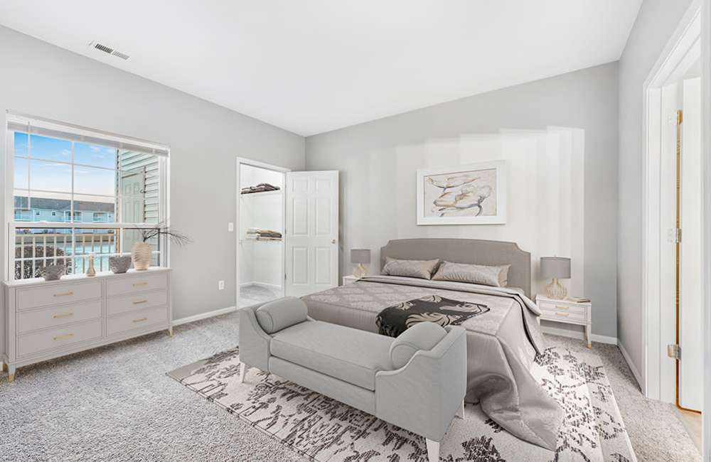 Bedroom at Lake Pointe Apartment Homes in Portage, Indiana