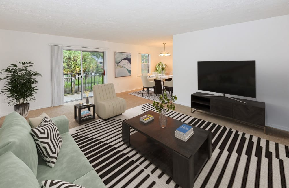 Spacious living room at Reserve at Lake Pointe Apartments & Townhomes in St Petersburg, Florida