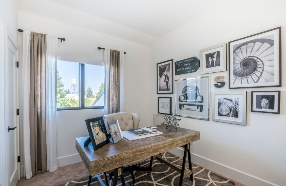 Spare bedroom office in a model home at Orchard City Lofts in Campbell, California