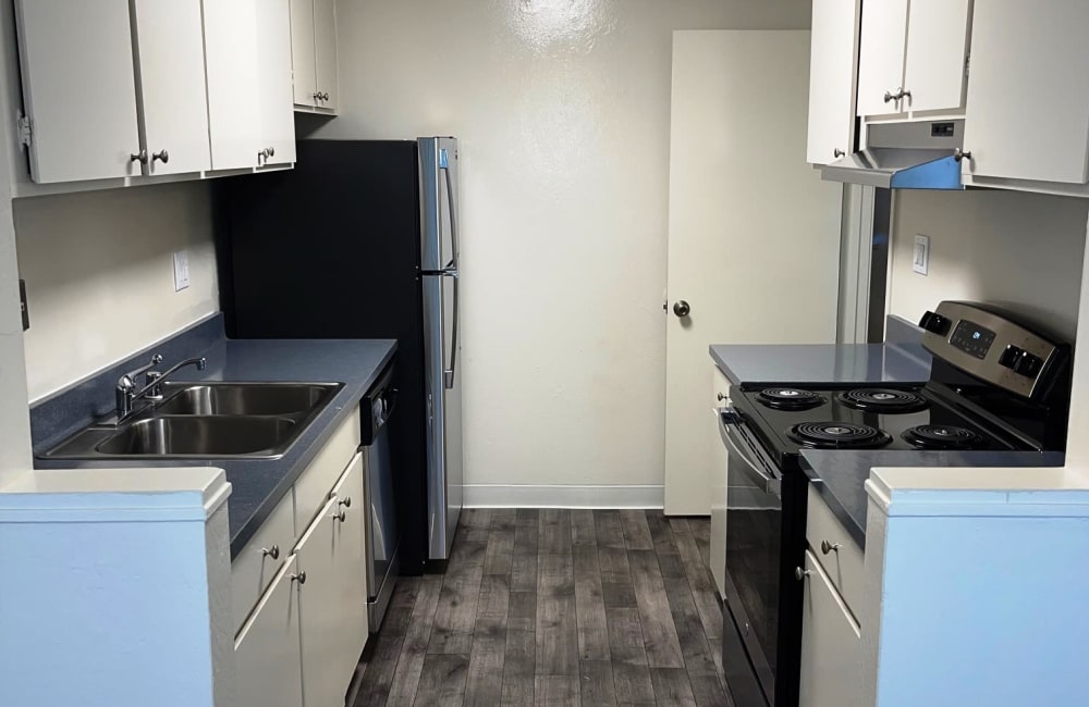 Spacious kitchen with modern appliances at Parkway Green in Union City, California