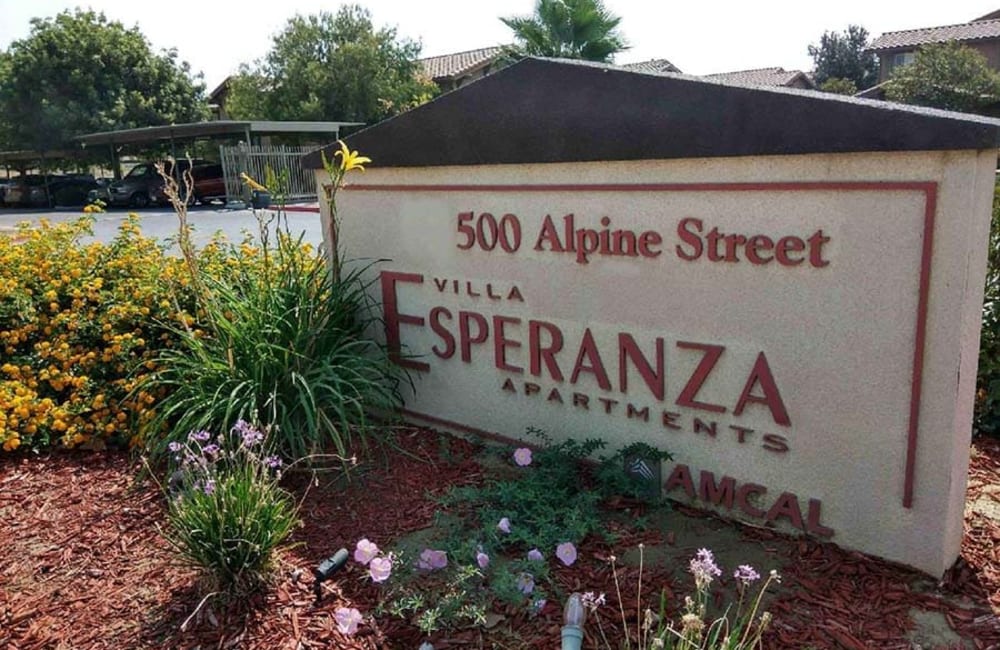 Exterior sign at Villa Esperanza in Avenal, California