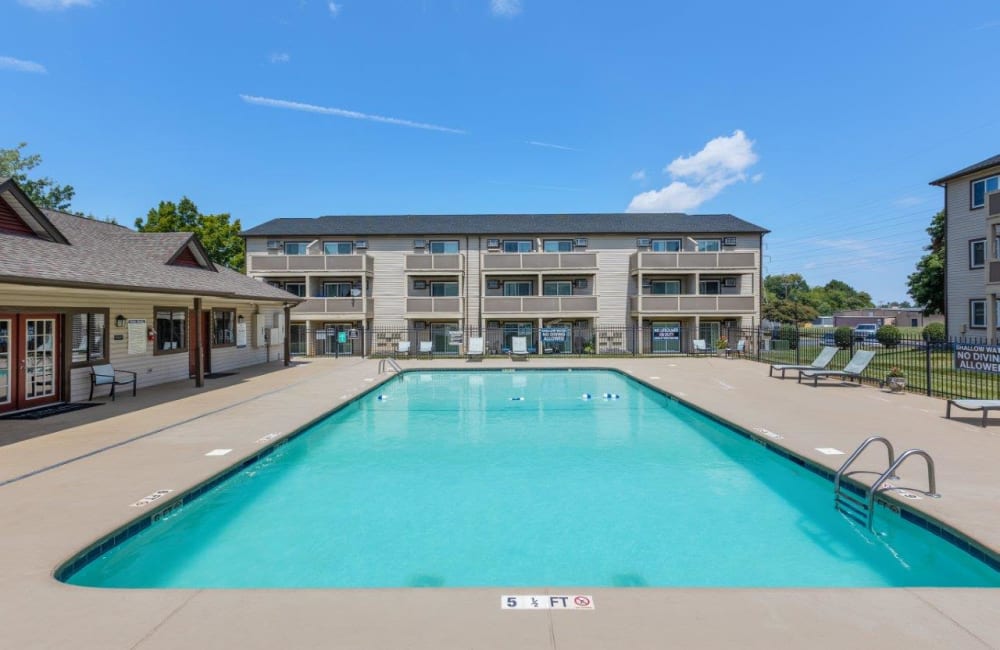 Sparkling swimming pool at Gable Oaks Apartment Homes in Rock Hill, South Carolina