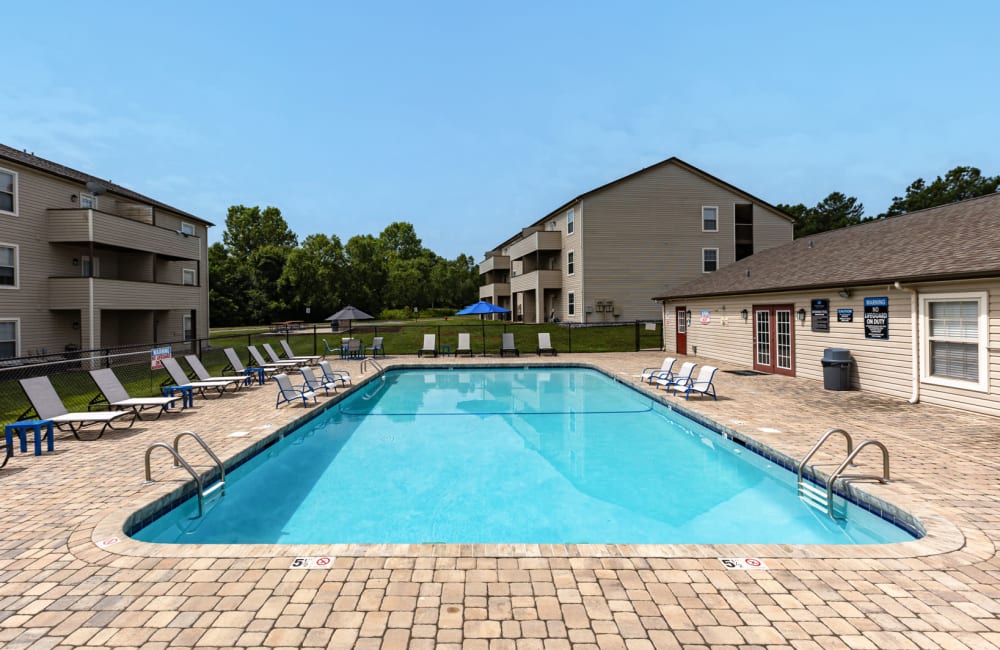 Outdoor swimming pool at Parkway Station Apartment Homes in Concord, North Carolina