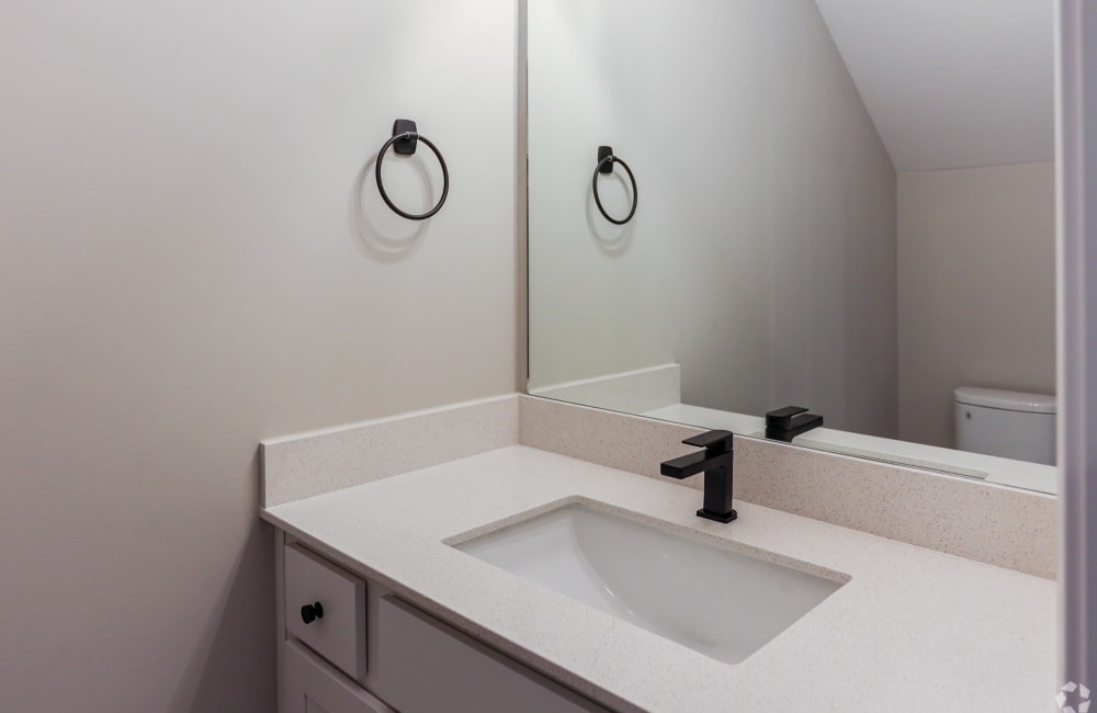 Large mirror in the bathroom at Pleasant Ridge Stables in Knoxville, Tennessee