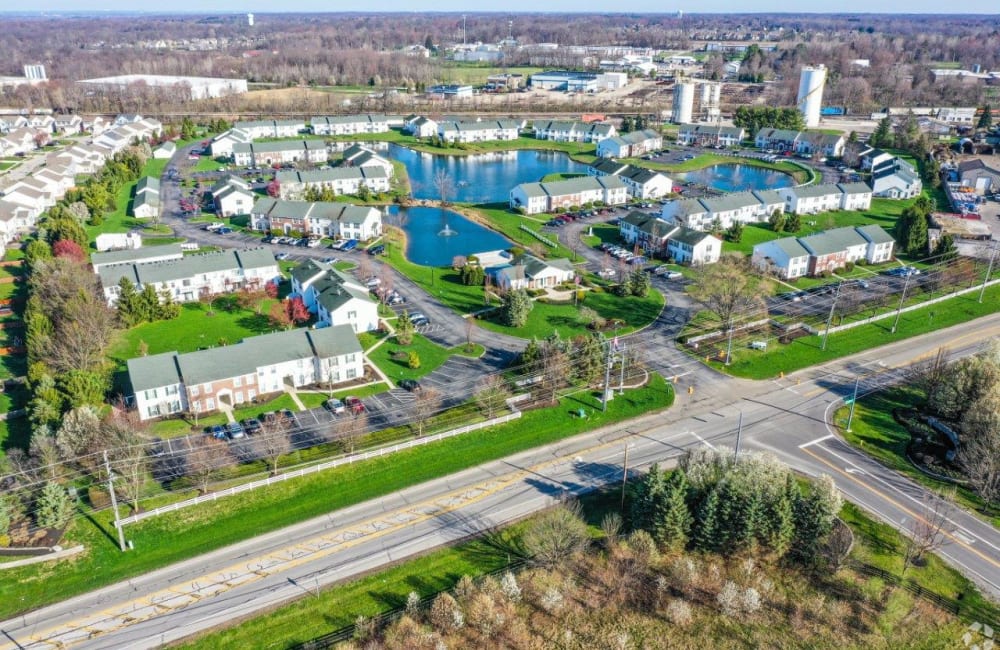 Arial view at Eastpointe Lakes Apartment and Townhomes in Blacklick, Ohio