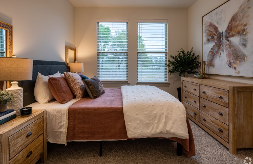 Bedroom with modern details at The Preserve at Willow Park in Willow Park, Texas