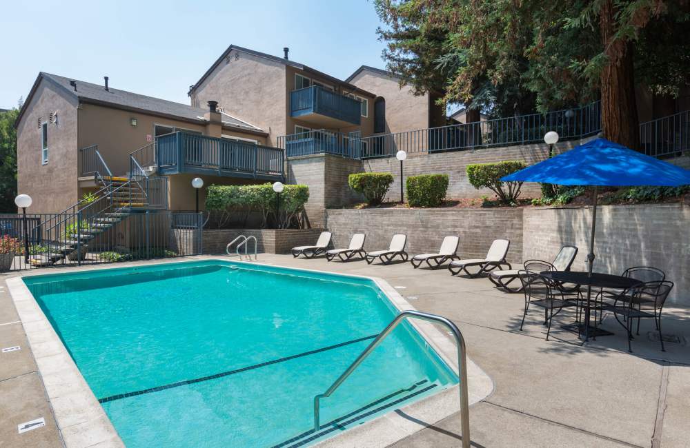 Pool area at Creekside Terrace in Castro Valley, California