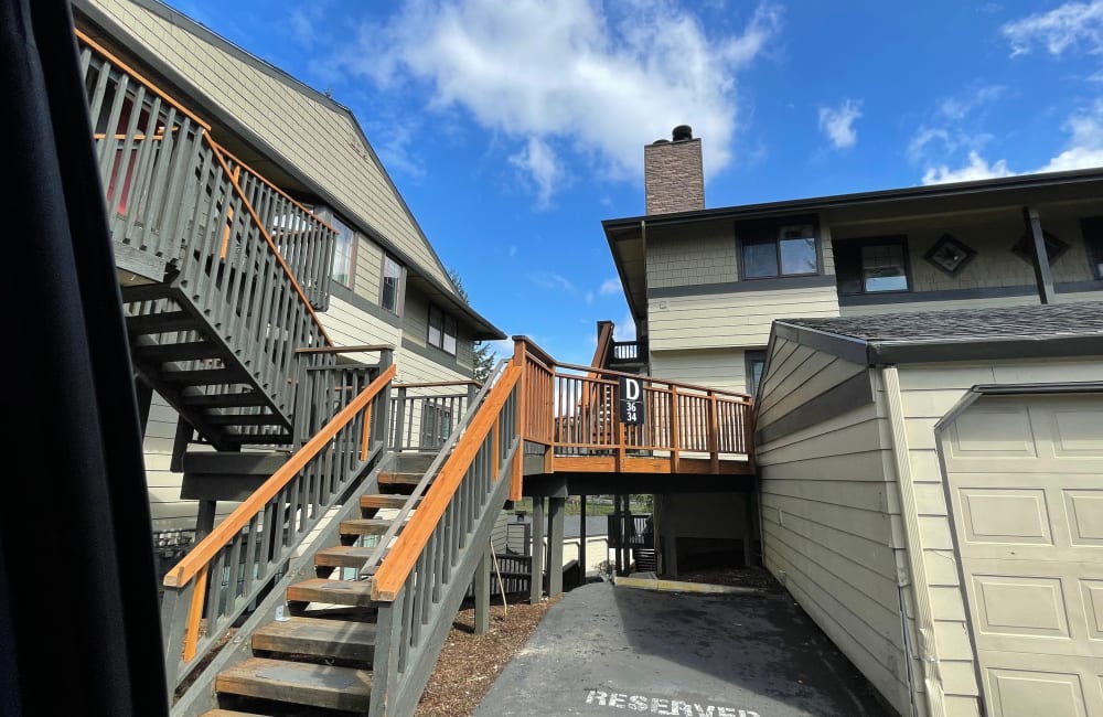 Stairs to apartments at The Ridge in Vancouver, Washington