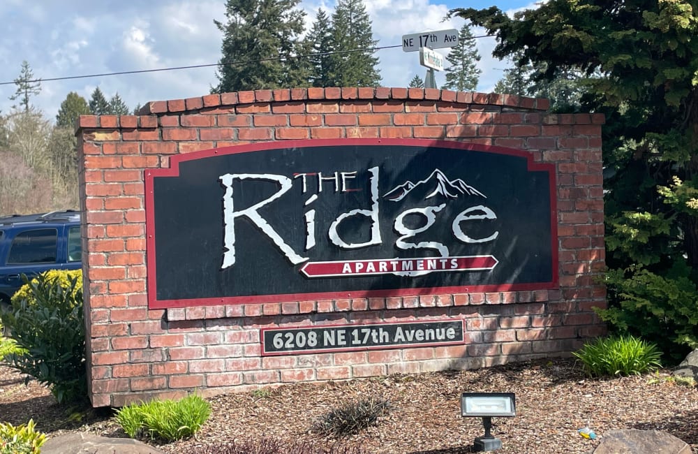 Sign outside of The Ridge in Vancouver, Washington