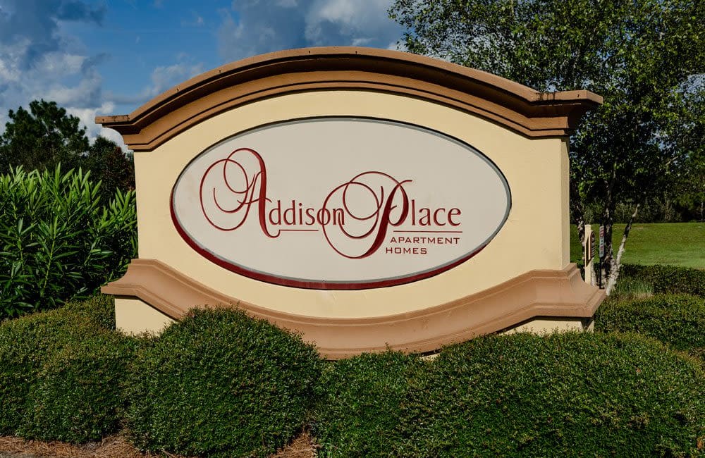 Exterior sign at Addison Place in Crestview, Florida