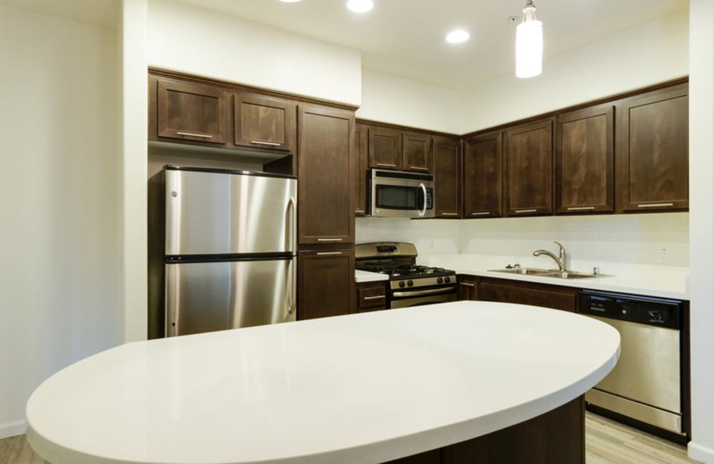 Kitchen with nice countertop at Solterra in San Diego, California