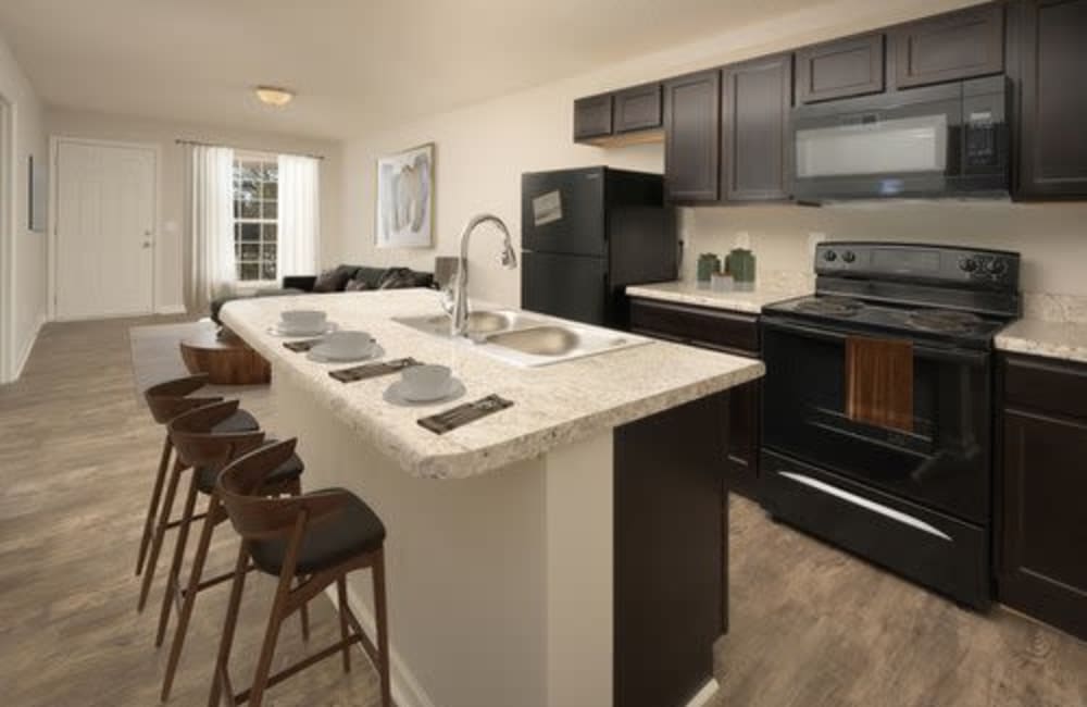 Granite countertop in an apartment kitchen at Ivy Terrace in Chattanooga, Tennessee