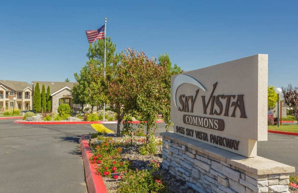 The main sign in front of Sky Vista Commons North & South in Reno, Nevada