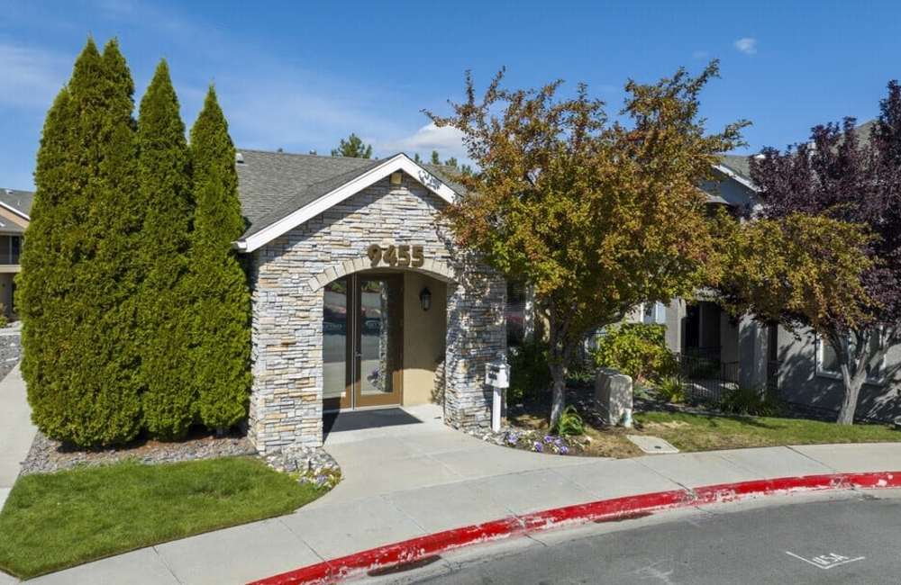Exterior of the clubhouse entrance at Sky Vista Commons North & South in Reno, Nevada