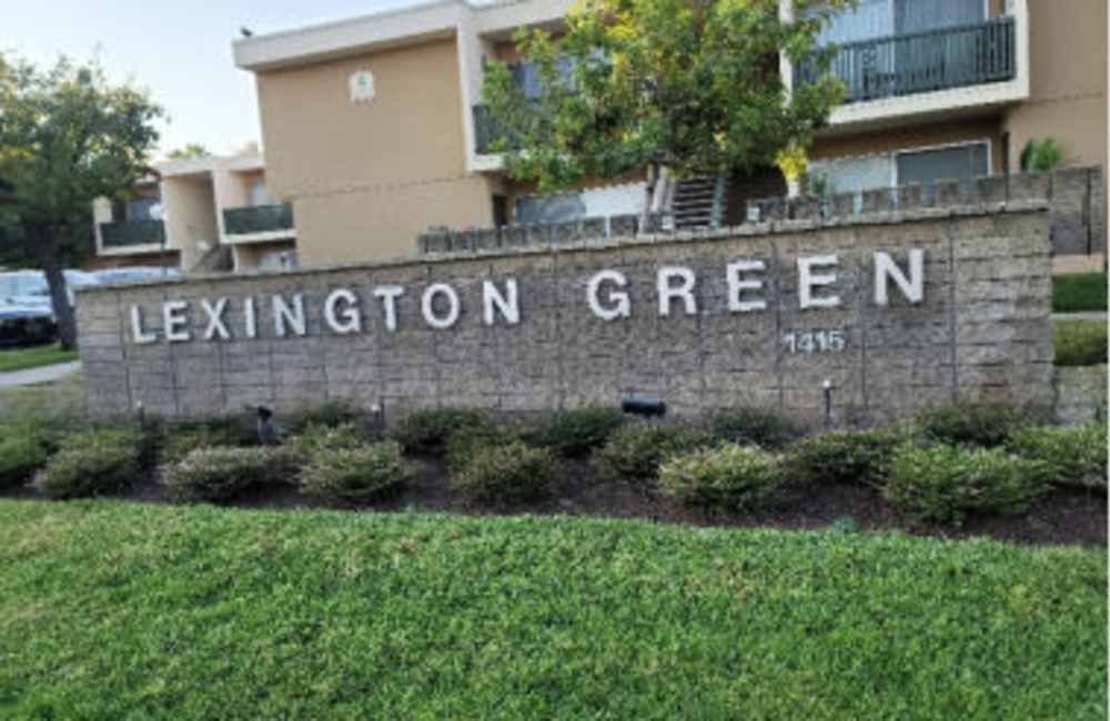 Green lawn outside of leasing office at Lexington Green in El Cajon, California