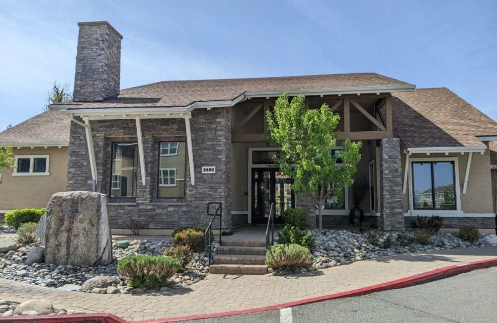Entrance to the building at Edgewater at Virginia Lake in Reno, Nevada