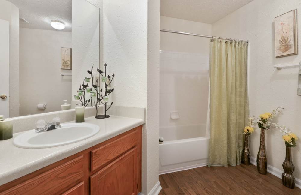 Bathroom with bathtub/shower at Carrington Point in Douglasville, Georgia