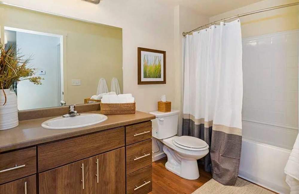 Bathroom with ample storage at Copper Mountain in Richland, Washington