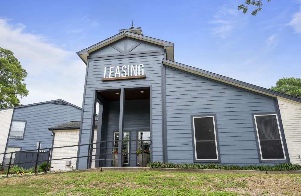 Exterior view of the leasing office building at Northside Heights in Conroe, Texas