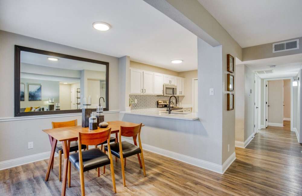 Spacious dining room with kitchen table Verlaine on the Parkway in Dallas, Texas, 