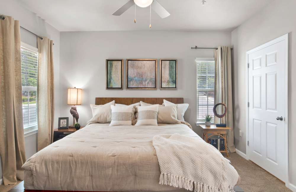 Bedroom with walk-in closet at The Crossings At Cottage Hill in Mobile, Alabama