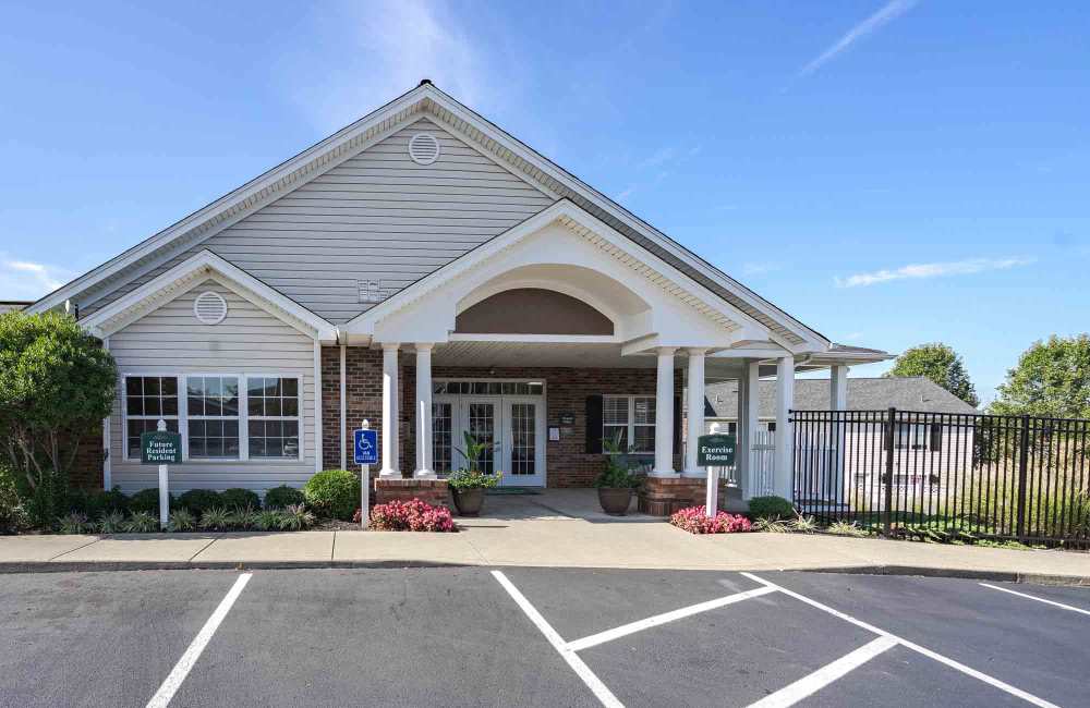 Outside the clubhouse at Reserve at Ft. Mitchell Apartments in Ft. Mitchell, Kentucky