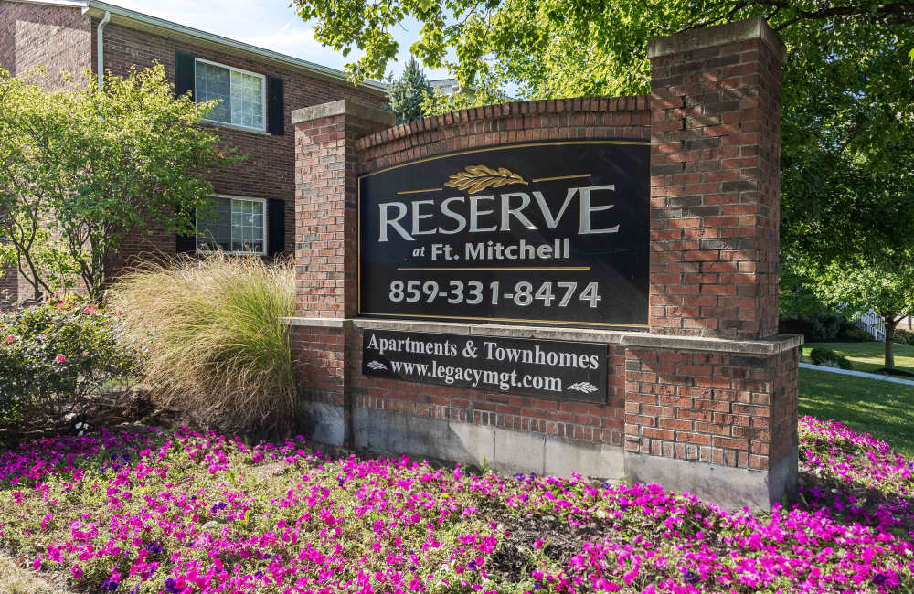 Community sign at Reserve at Ft. Mitchell Apartments in Ft. Mitchell, Kentucky