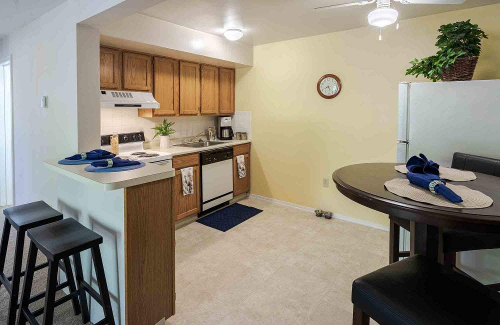 Apartment kitchen at Four Seasons Apartments in Erlanger, Kentucky