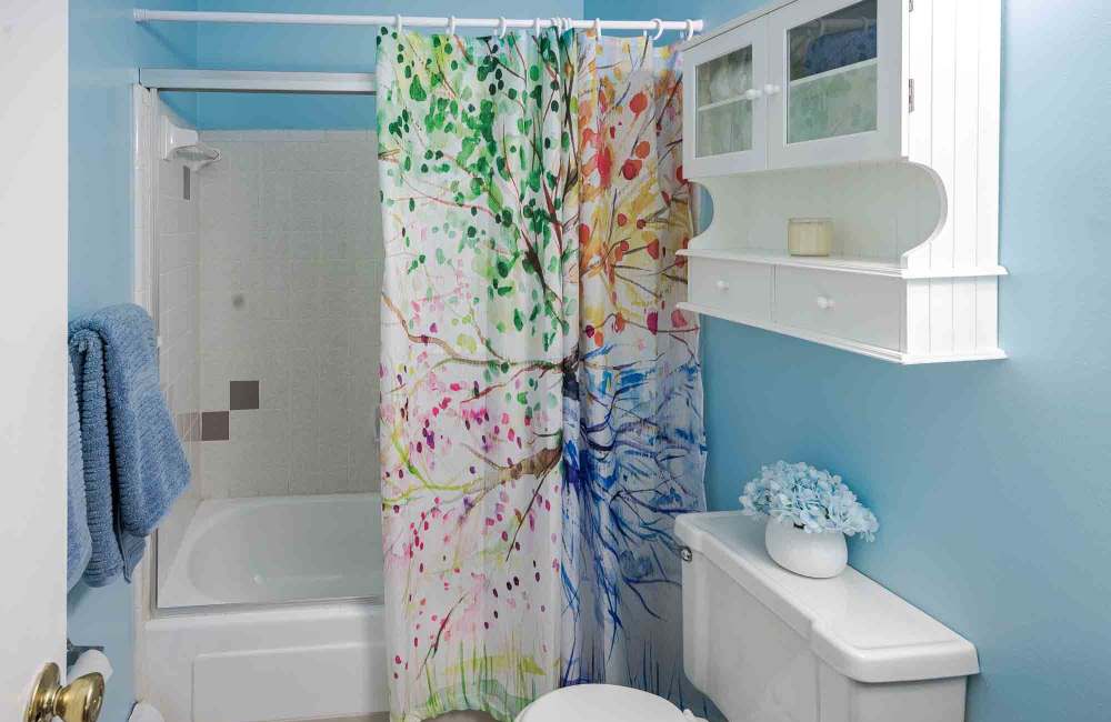 Bright bathroom at Four Seasons Apartments in Erlanger, Kentucky
