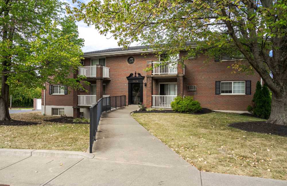 Exterior of an apartment building at Four Seasons Apartments in Erlanger, Kentucky