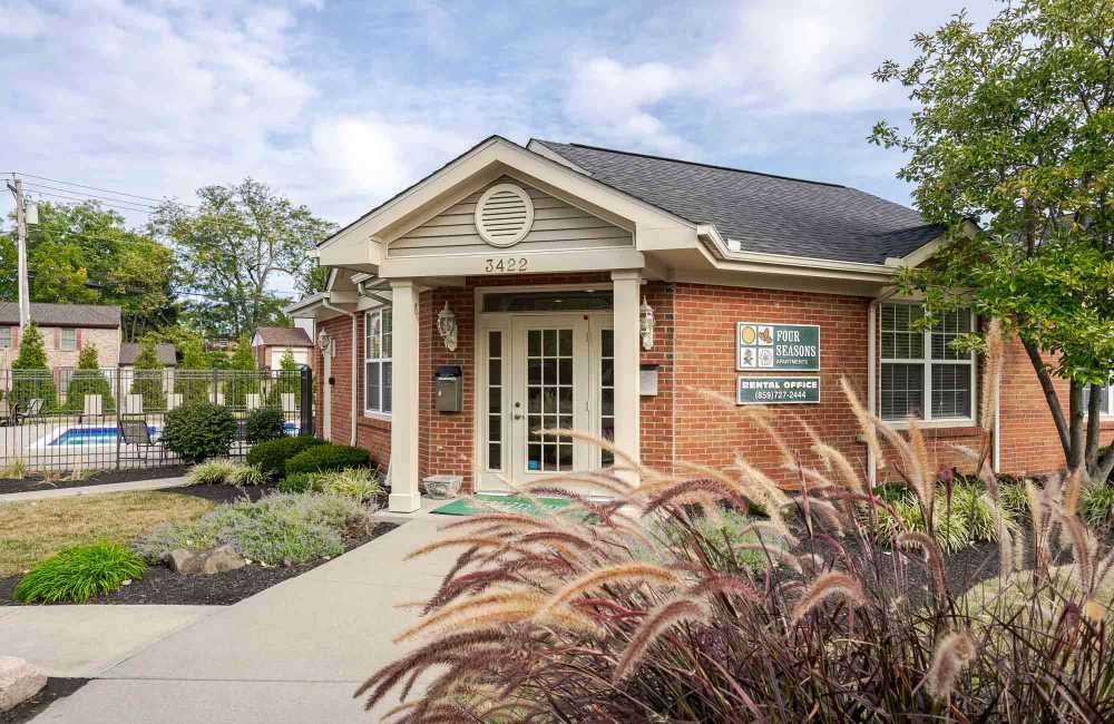 Outside the clubhouse at Four Seasons Apartments in Erlanger, Kentucky