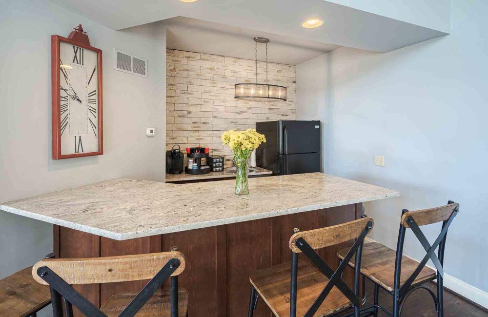 Coffee bar in the clubhouse at Charleston Pines Apartment Homes in Florence, Kentucky