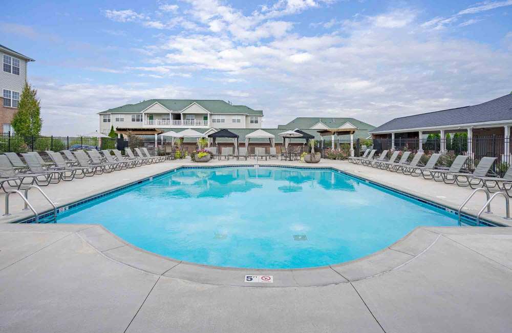 Sparkling pool at Aspen Pines Apartment Homes in Wilder, Kentucky