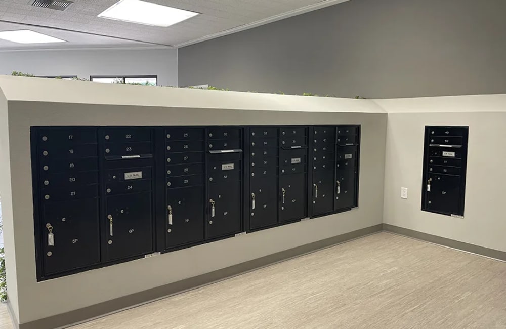 Mail room at Kernwood Terrace in Los Angeles, California