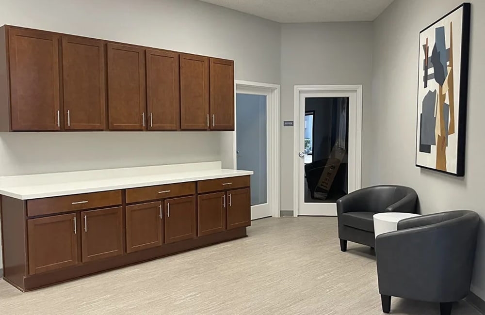 Seating in the leasing office building at Kernwood Terrace in Los Angeles, California