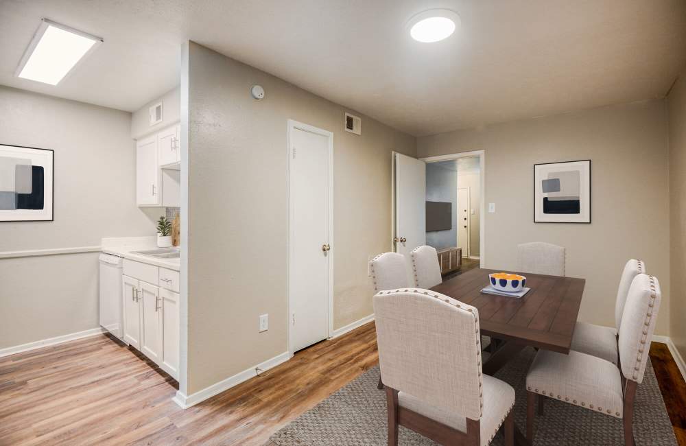 Separate dining room with access to kitchen at Lakeridge Heights in Dallas, Texas, 