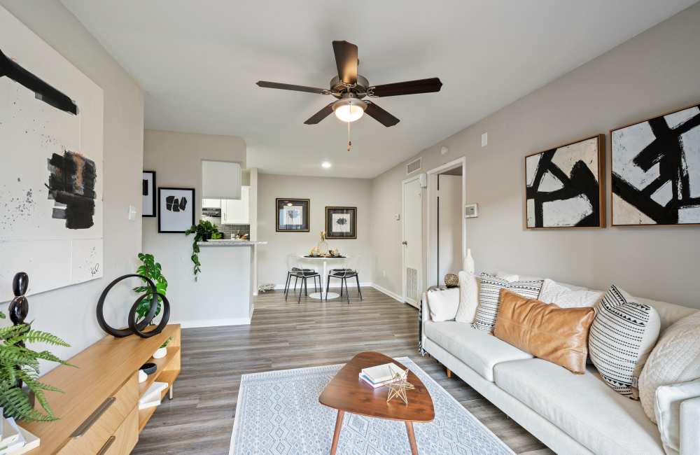 Living room with sofa at North Bend Living in Houston, Texas