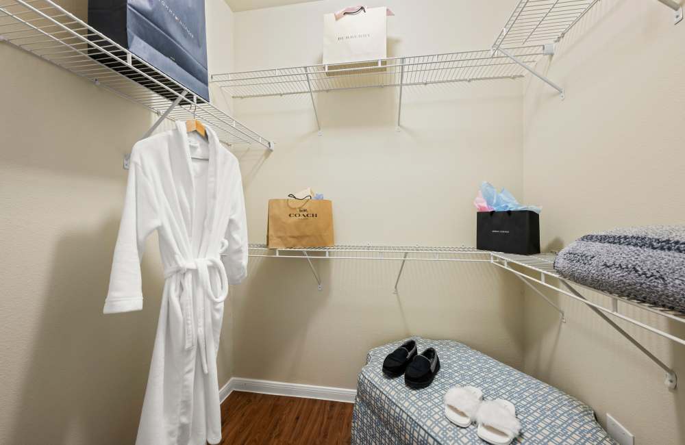 Walk-in closet at The Pointe At Victoria in Victoria, Texas