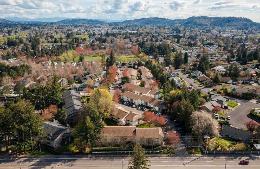 Aerial view of the community at Heron Hills Apartment Homes in Gresham, Oregon