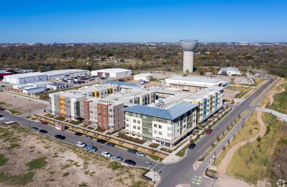 Aerial view of The Jordan at Mueller in Austin, Texas