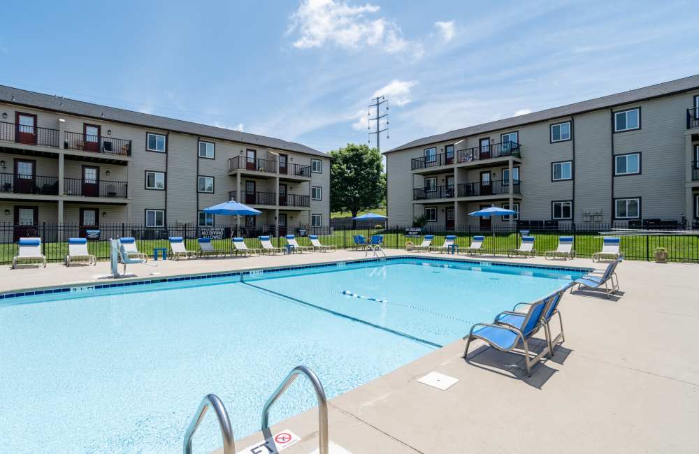 Sparkling swimming pool at Gable Oaks Apartment Homes in Rock Hill, South Carolina