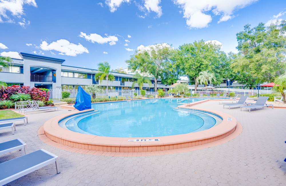 Shimmering pool at MainGate Village in Kissimmee, Florida