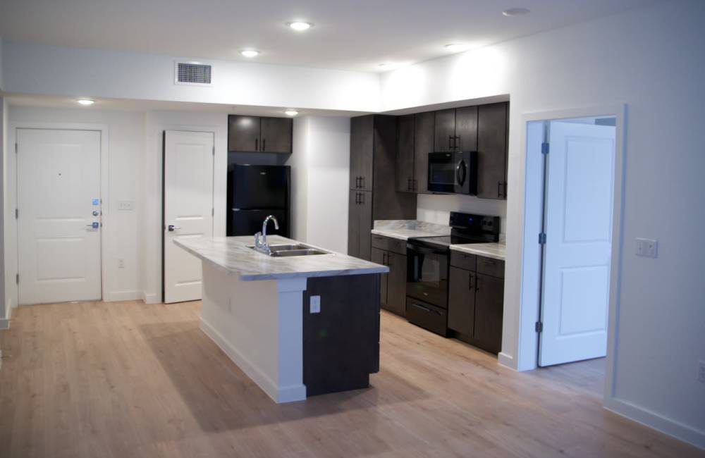 Fully equipped kitchen with island at Norman Commons in , Texas