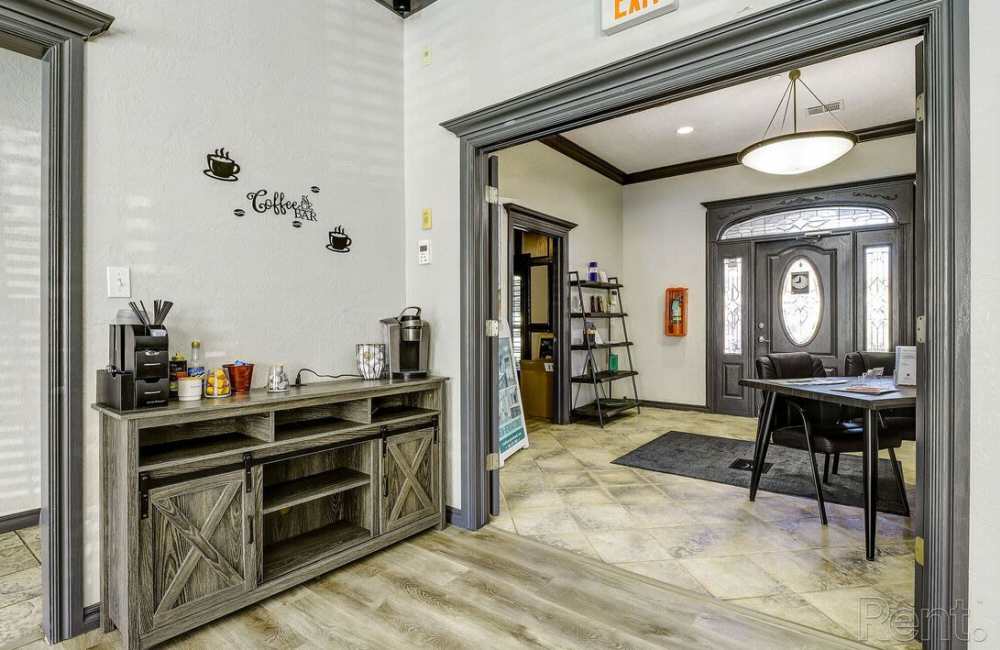Clubhouse with cafe area at Oak Place Apartments in Oklahoma City, Oklahoma