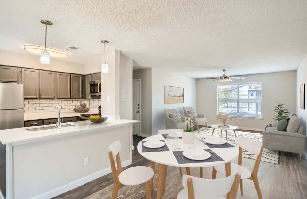 Kitchen and dining room at The Morgan in Bedford, Texas