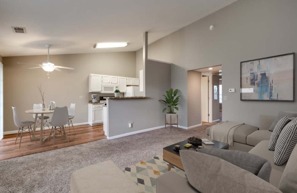 Living and dining room area at Ashton Glen in Centerville, Ohio