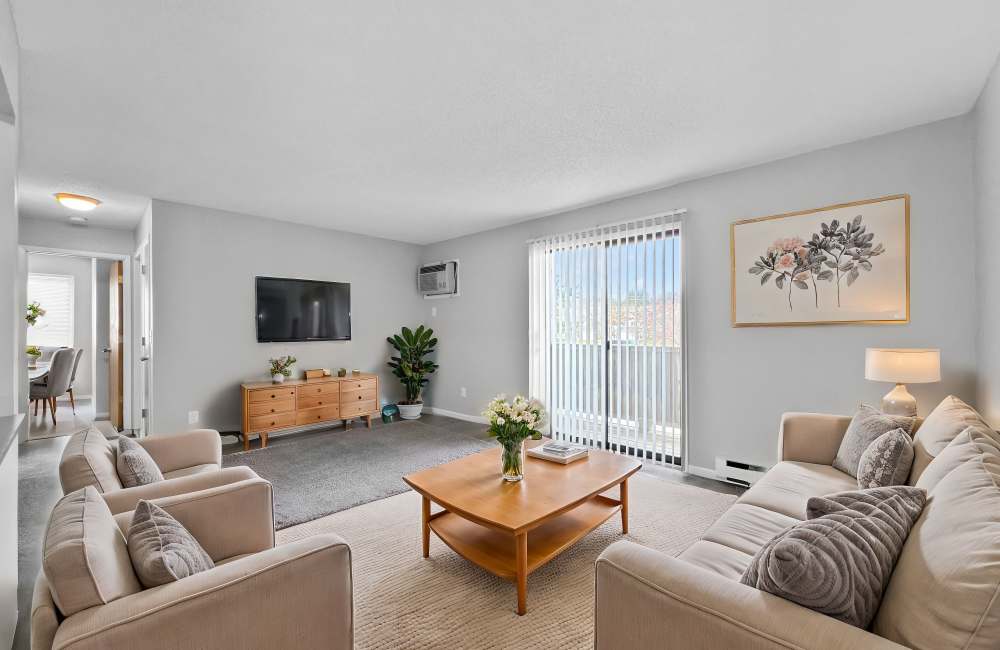 Living room with television at Eastwood on Grand in West Des Moines, Iowa