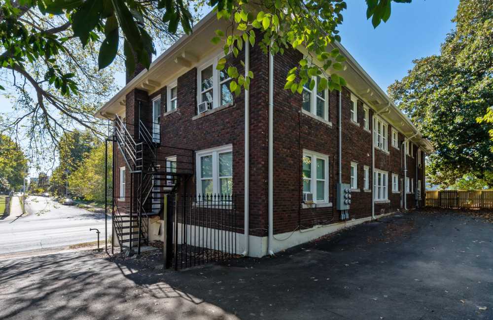 Apartment view with Metal stairs at The Alma in Memphis, Tennessee